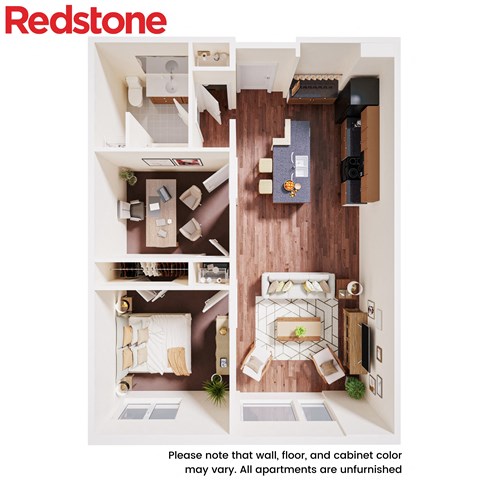 Floor plan for 1 bed, 1 bath, 890 sqft